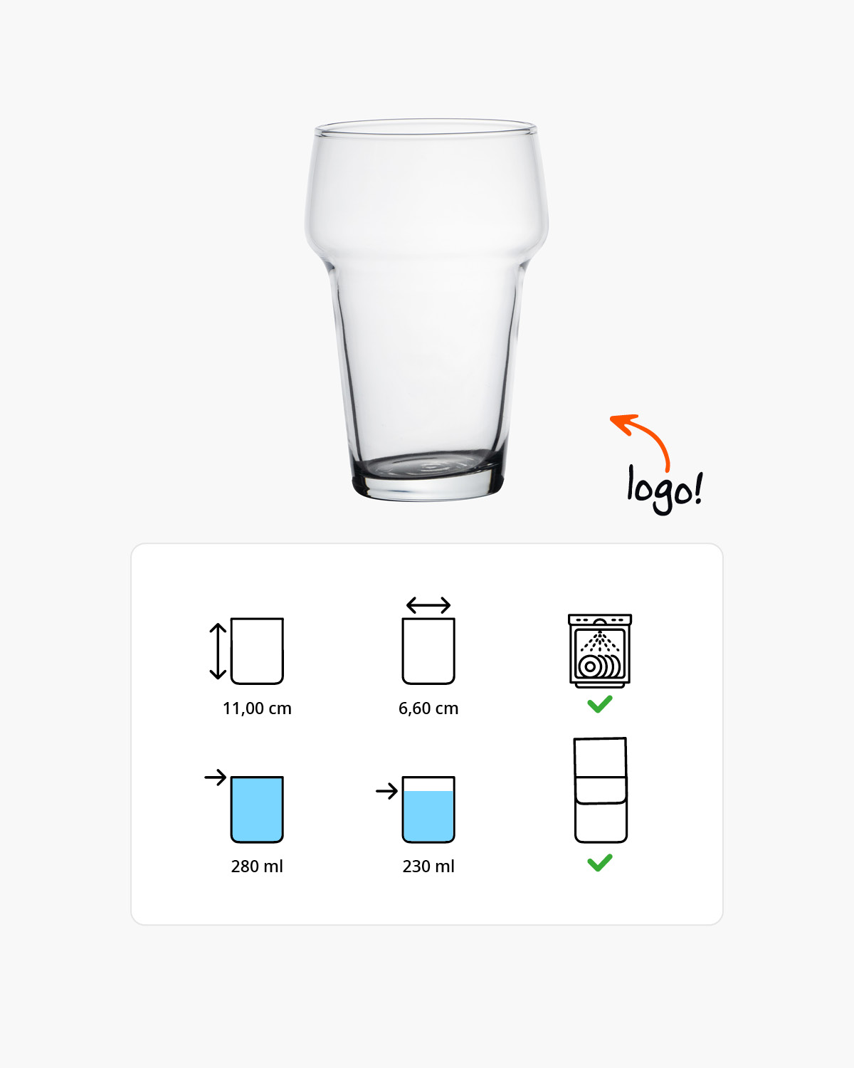 Stack it! bierglas 280 ml Bedrukt of Lasergravure  of Gravurelook  sfeerfoto 2