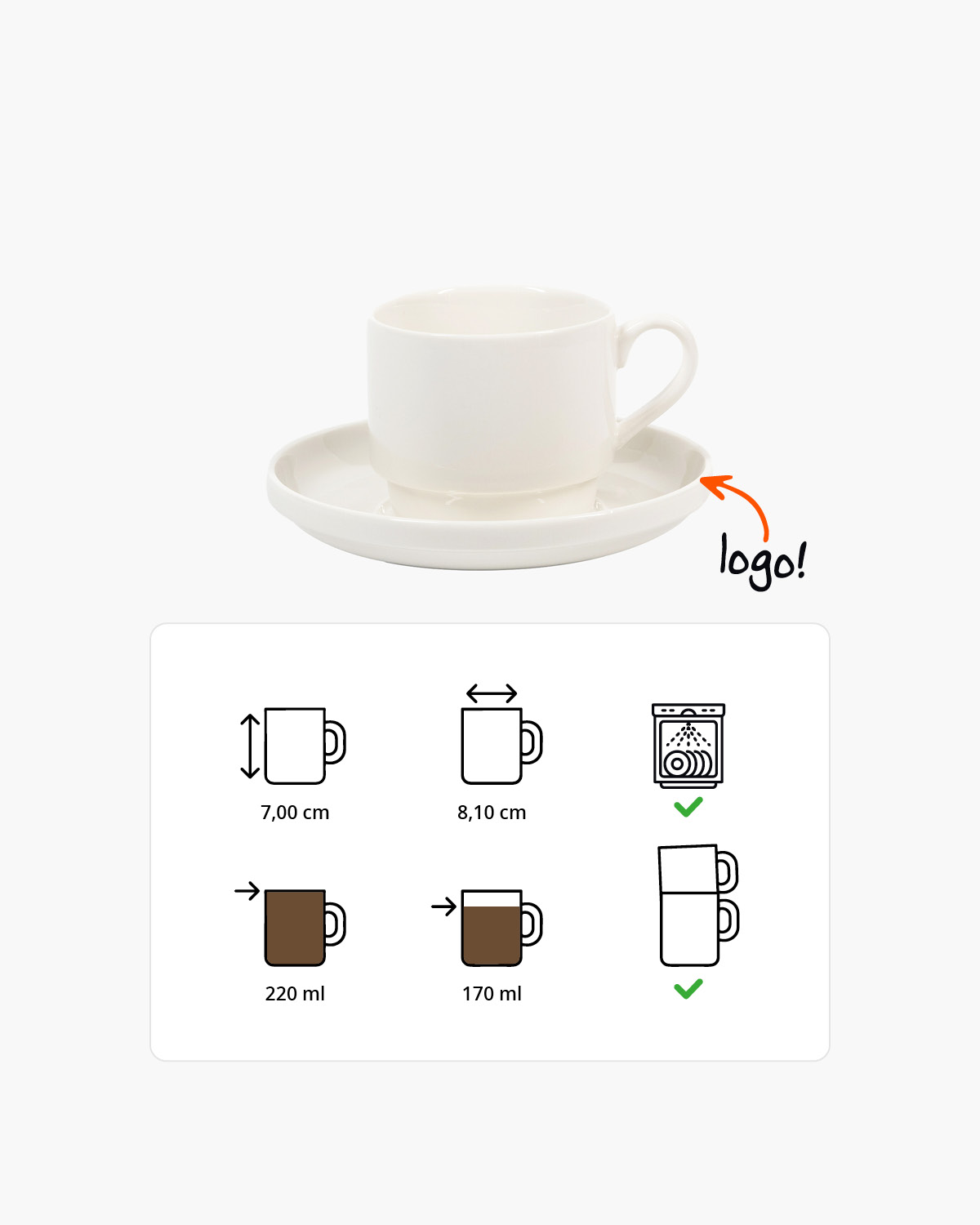 Stan kop en schotel 220 ml Bedrukt sfeerfoto 1