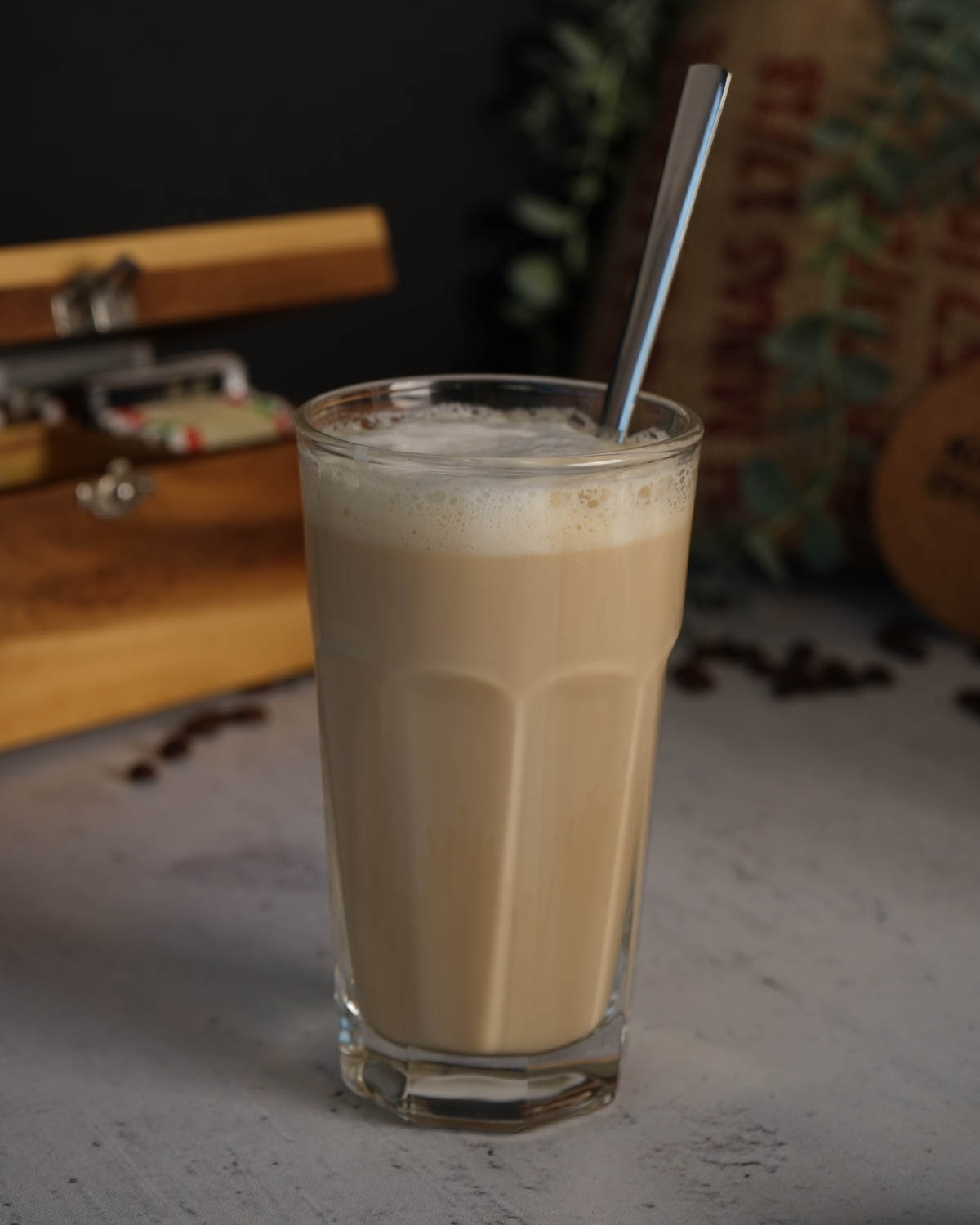 Texas latte macchiatoglas hoog met schotel 285 ml Bedrukt of Lasergravure  of Gravurelook  sfeerfoto 5