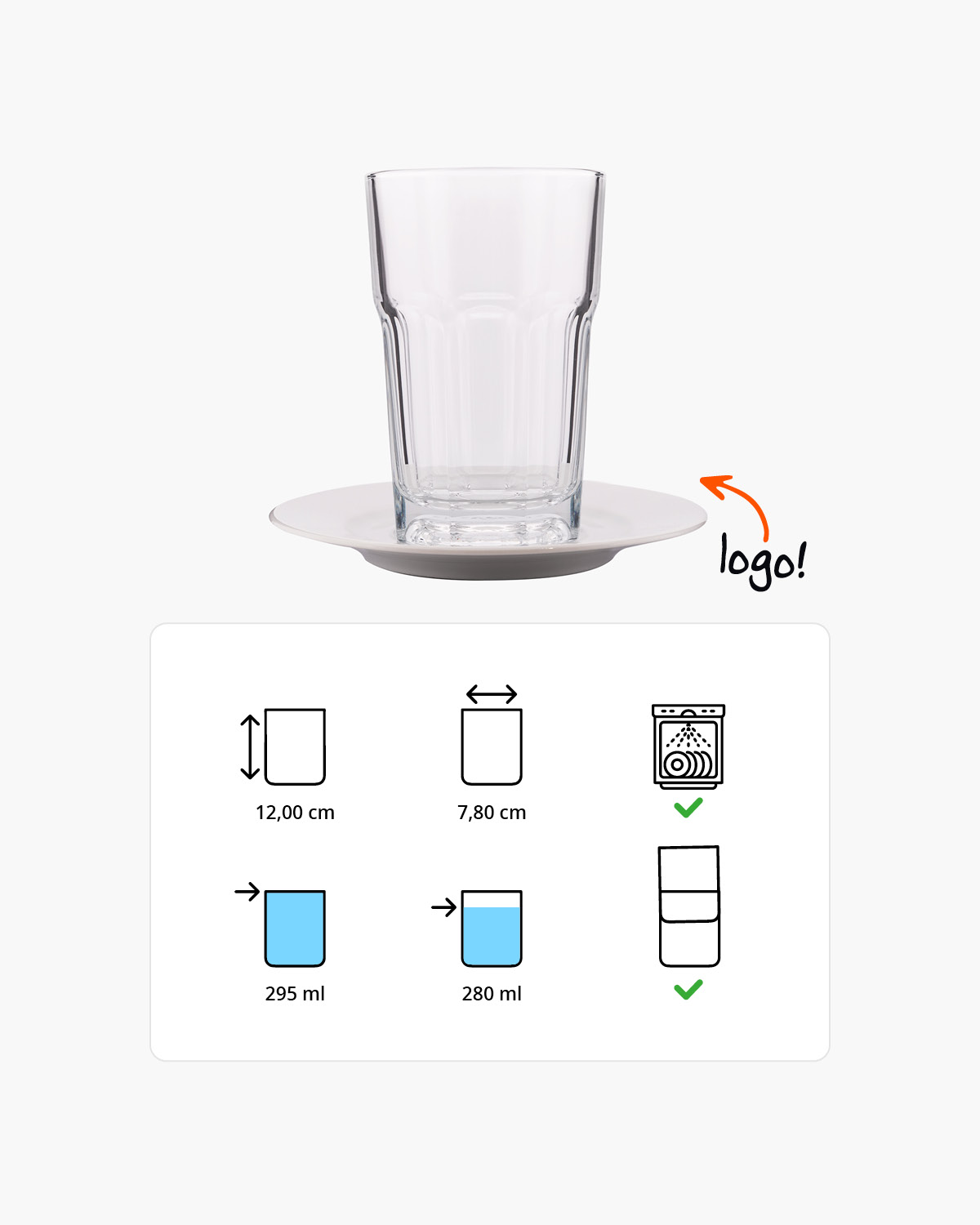 Texas latte macchiatoglas laag met schotel 295 ml Bedrukt of Lasergravure  of Gravurelook  sfeerfoto 1