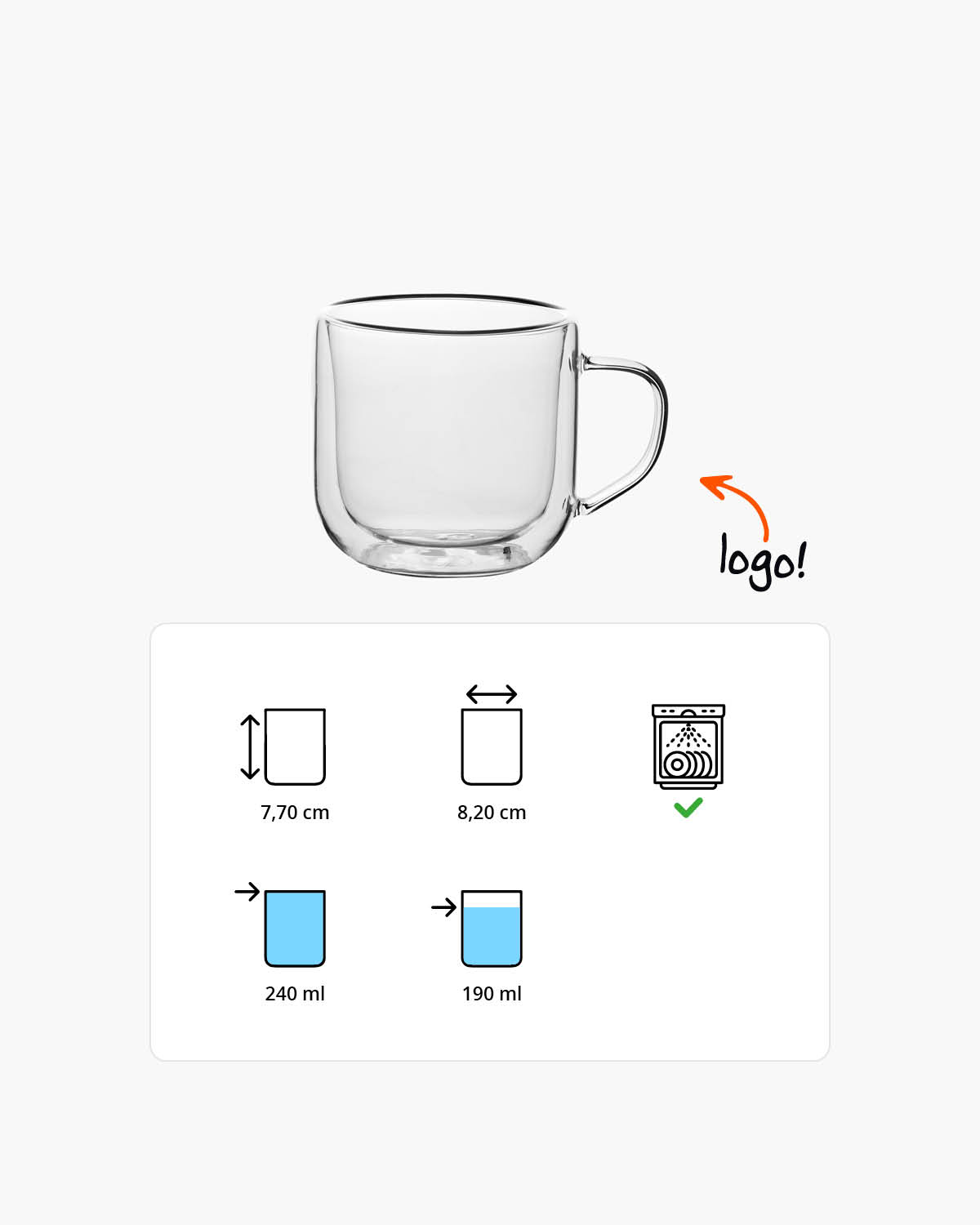 Thigo dubbelwandig glas met oor 240 ml Gravure (zandstralen)  of Bedrukt (1 kleur)  sfeerfoto 1