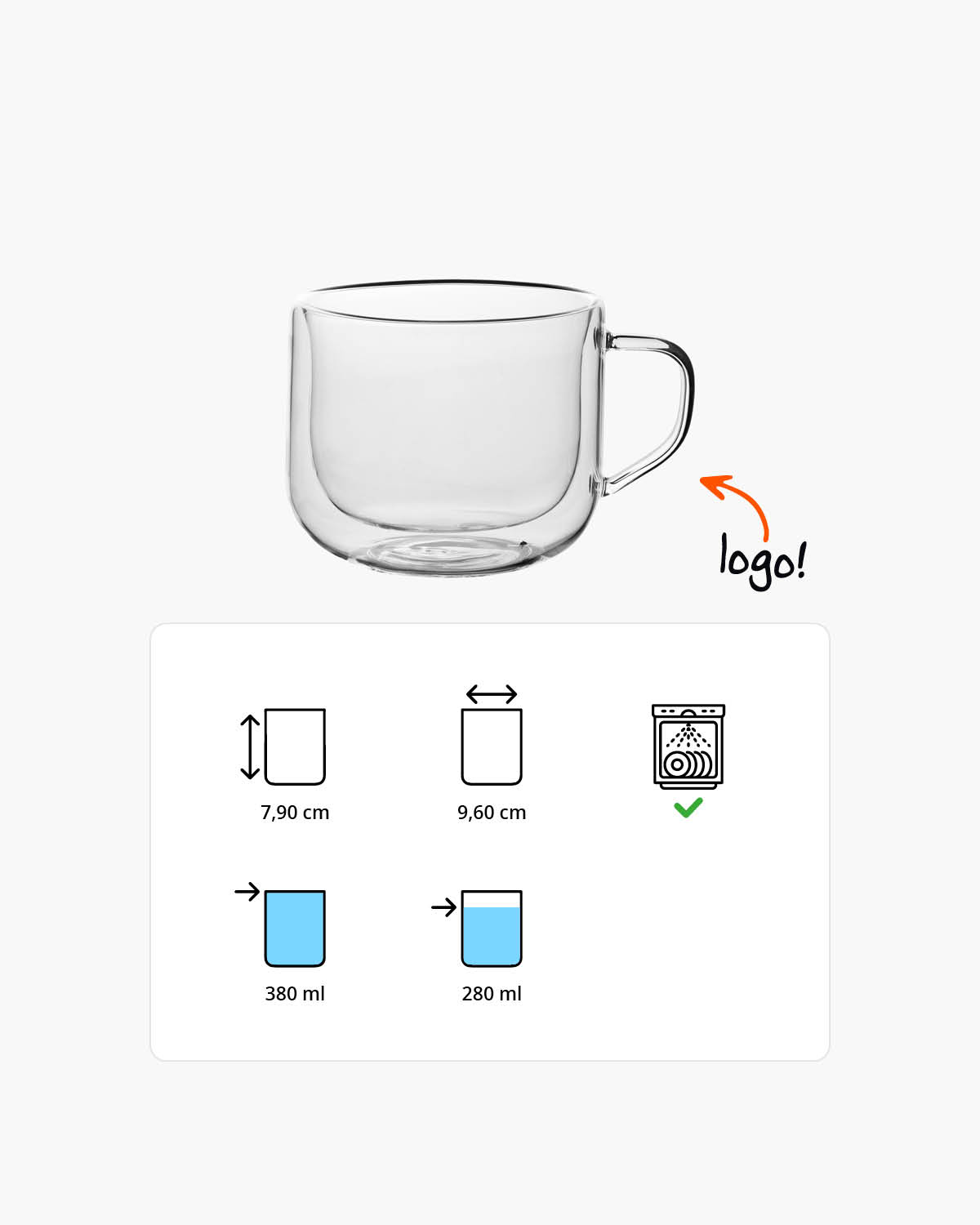 Thigo dubbelwandig glas met oor 380 ml Gravure (zandstralen)  of Bedrukt (1 kleur)  sfeerfoto 1