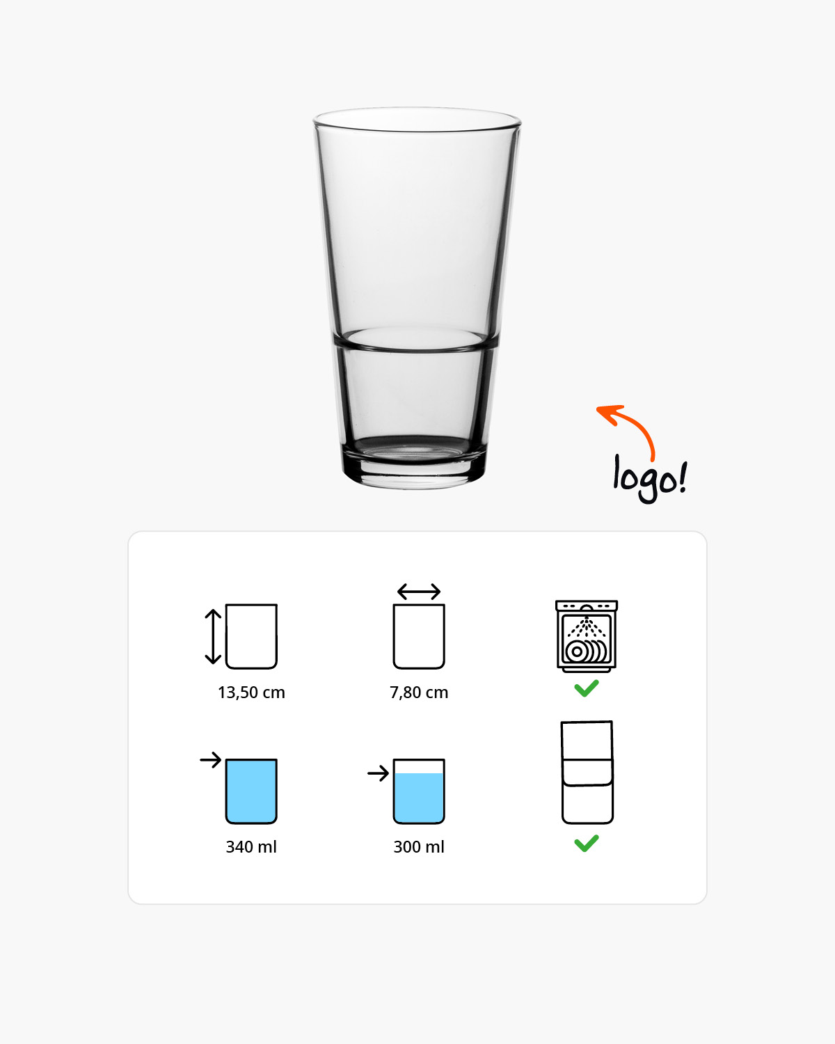 Vaasje stapelbaar bierglas 340 ml Bedrukt of Lasergravure  of Gravurelook  sfeerfoto 1