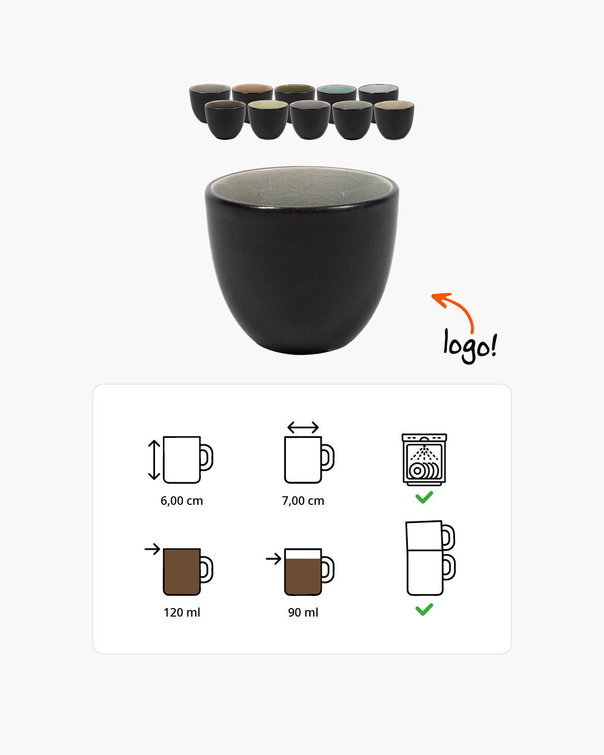 Viggo kopje zonder oor 120 ml assorti Bedrukt sfeerfoto 1