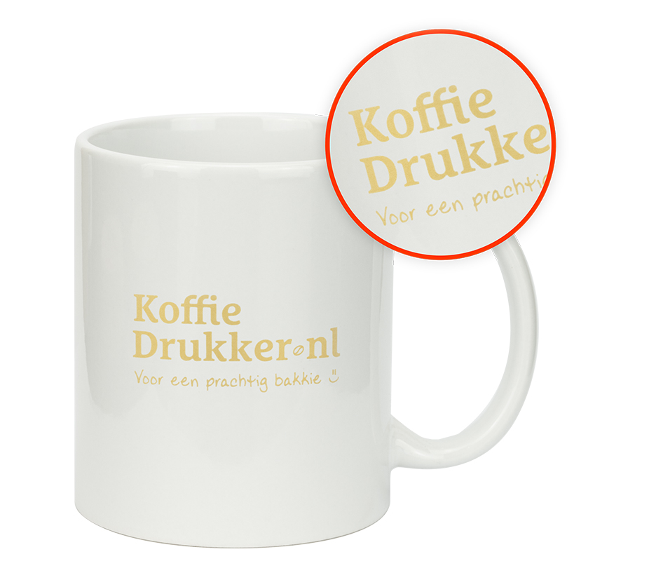 Mok met een goudlook bedrukking