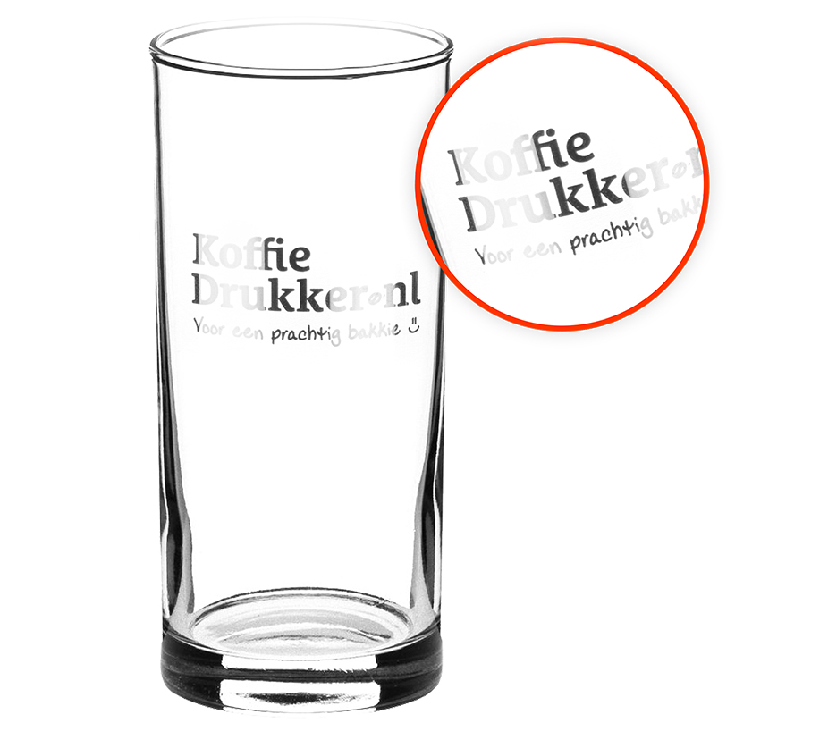Longdrinkglas met een zilveren logobedrukking