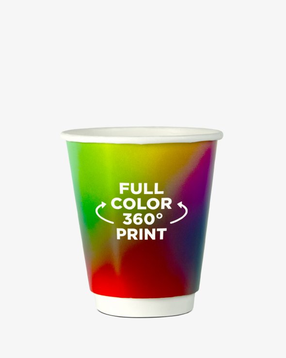 Koffiebekers dubbelwandig 8 oz (220 ml) Bedrukt (full color)